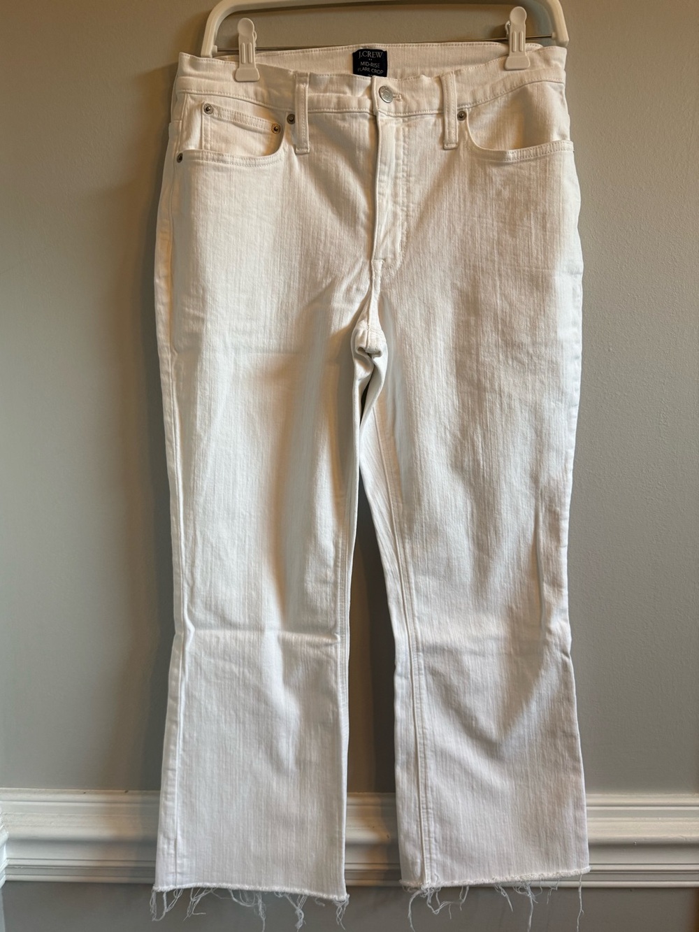 J Crew mid-rise flare crop, white, VGUC, 30